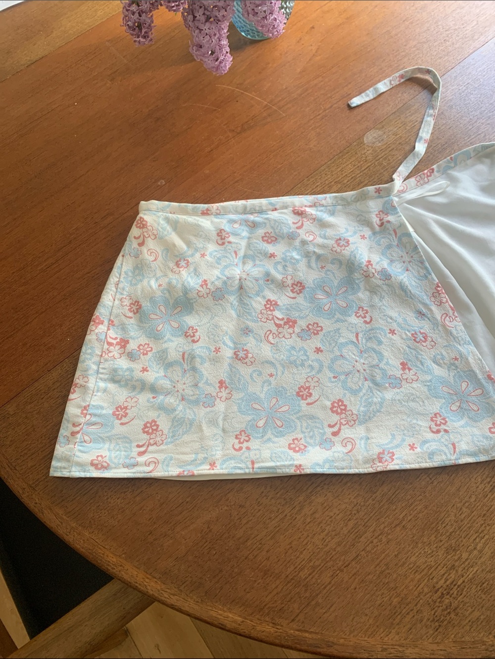 Sunday Best White Skirt with Pastel Pink & Light Blue Floral Trim